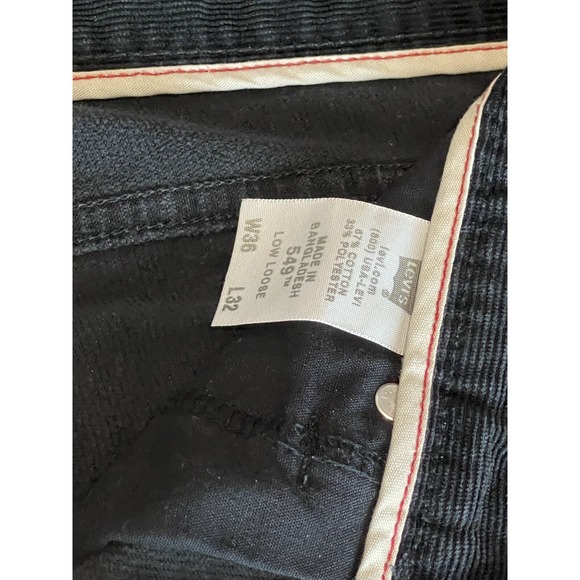 Levi's Corduroy Pants Men's 36x32 Black Low Loose 549 The Original‎ Jeans Casual - Picture 12 of 16